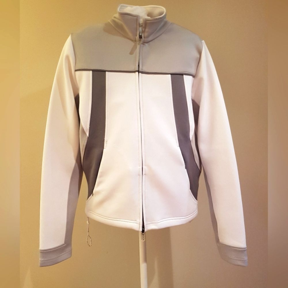 AUR *NWOT* White/Grey Activewear Long Sleeve Zip Up Jacket Size Small *EUC